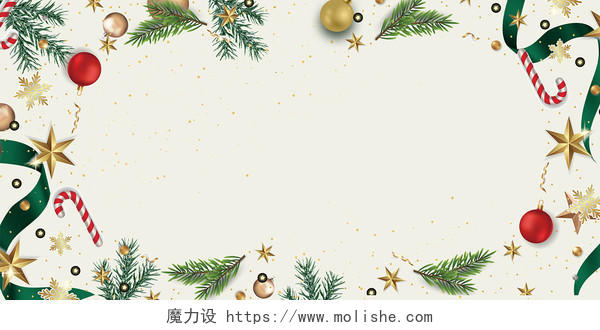 浅绿色清新圣诞节圣诞装饰活动展板背景